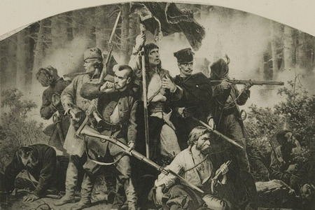 fot. Artur Grottger, Bitwa, rysunek z cyklu Polonia, 1863